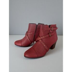 Rialto Shoes Boots Womens sz 10M Fuchsia Burgundy Red Cutout Side Zip Heels New!